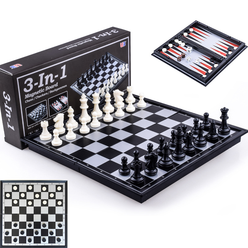 Board Game Operation - Foldable Magnetic Chess 25CM Checkers Backgammon